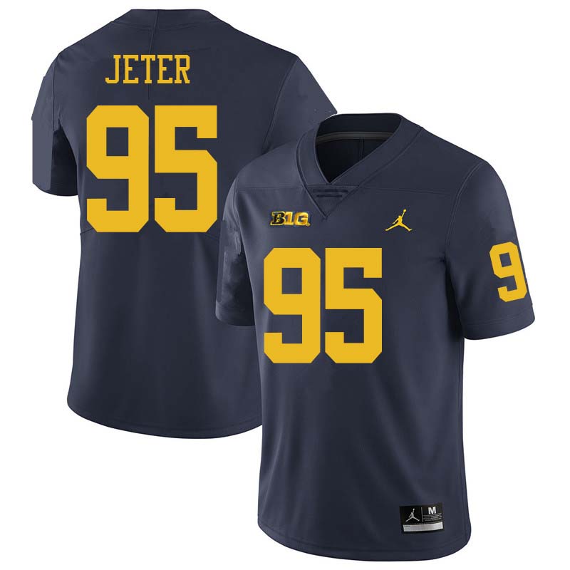 Jordan Brand Men #95 Donovan Jeter Michigan Wolverines College Football Jerseys Sale-Navy